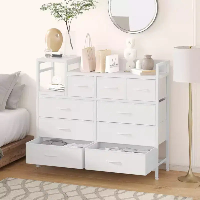 Bedroom storage cabinet, nine-drawer dresser, multi-storage storage cabinet, modern design, easy to assemble, suitable for living room, hallway