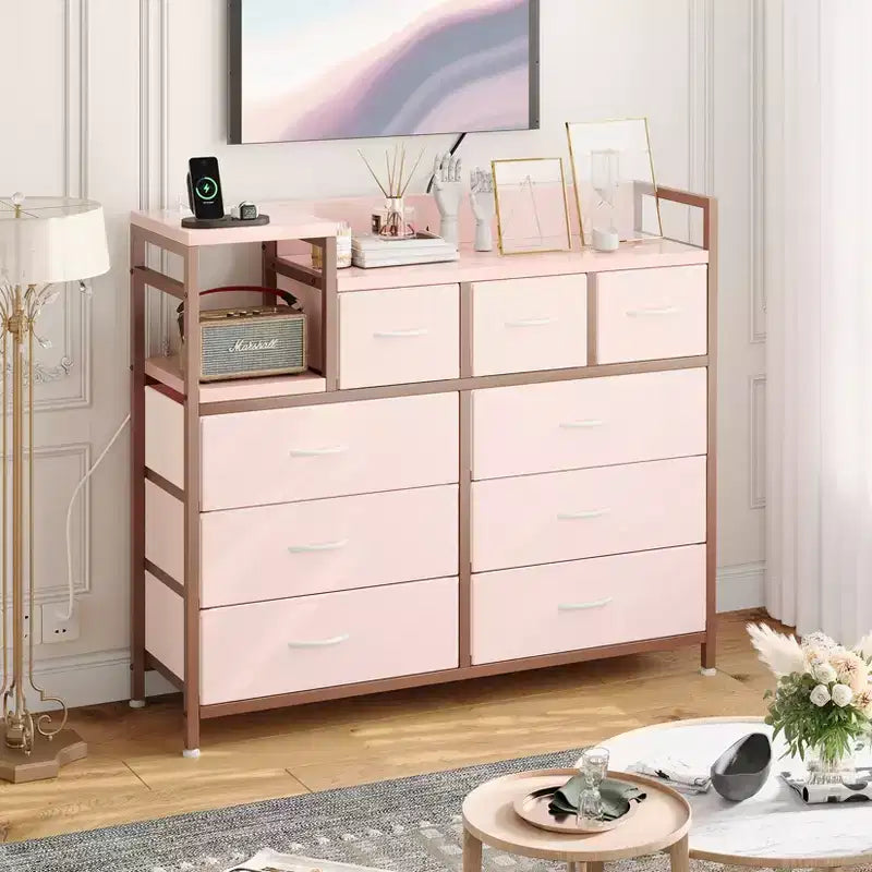 Bedroom storage cabinet, nine-drawer dresser, multi-storage storage cabinet, modern design, easy to assemble, suitable for living room, hallway