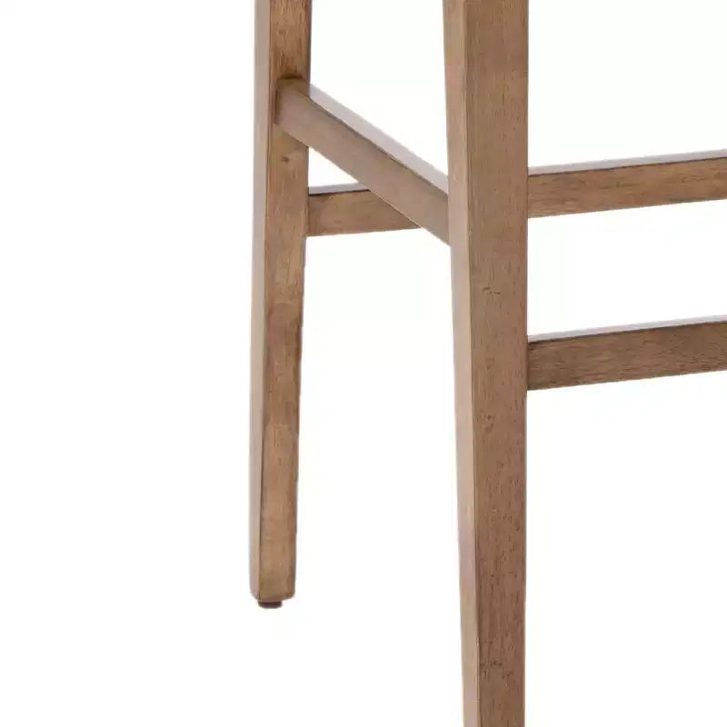 Counter Height Barstool, Light Gray Upholstered Oak Veneer with Rubberwood Legs, 300 lbs Capacity