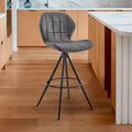 26 in. Counter Stool with Fabric Finish, Black Charcoal, Modern Mid-Back Design