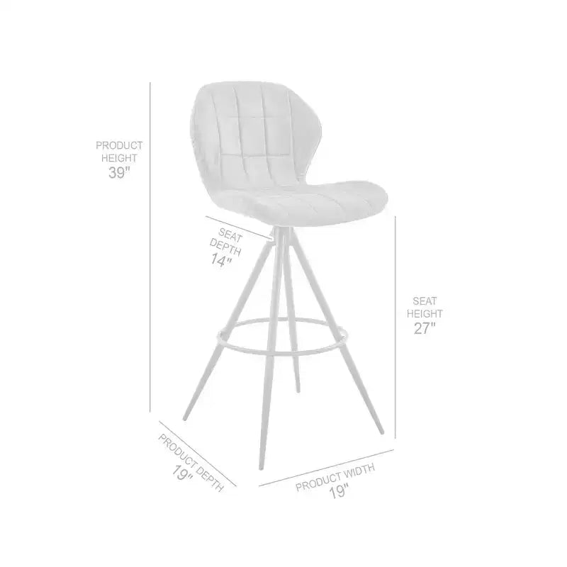 26 in. Counter Stool with Fabric Finish, Black Charcoal, Modern Mid-Back Design