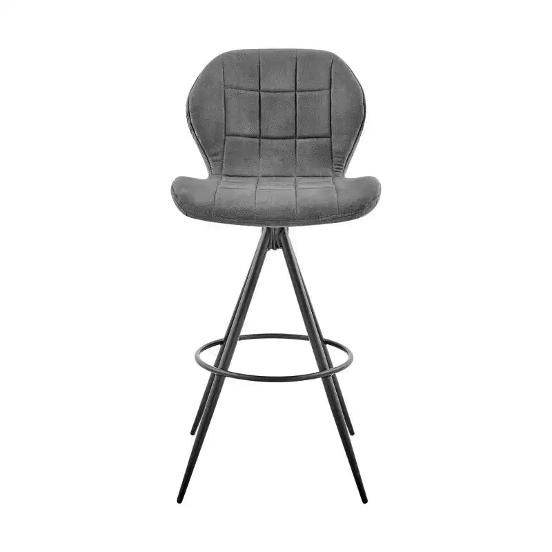 26 in. Counter Stool with Fabric Finish, Black Charcoal, Modern Mid-Back Design