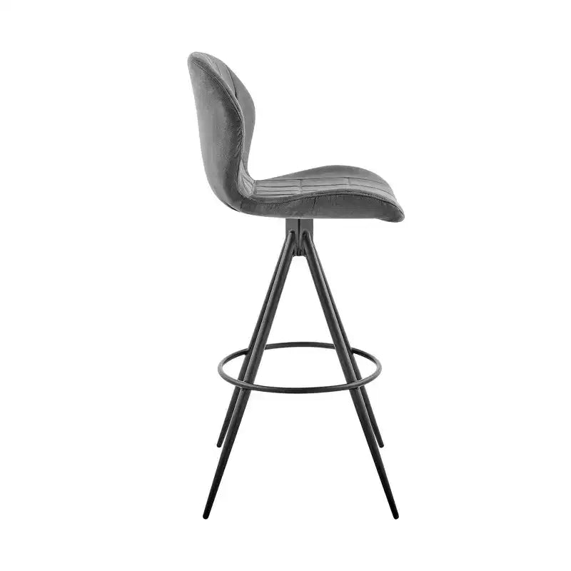 26 in. Counter Stool with Fabric Finish, Black Charcoal, Modern Mid-Back Design