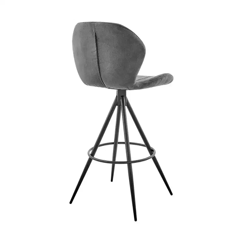 26 in. Counter Stool with Fabric Finish, Black Charcoal, Modern Mid-Back Design
