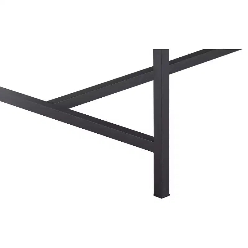 Natural Wood and Black Metal Dining Table, Industrial Style, Seats 6