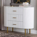bali & pari Beyla Fluted Wood and Metal 3 Drawer Dresser White/Gold