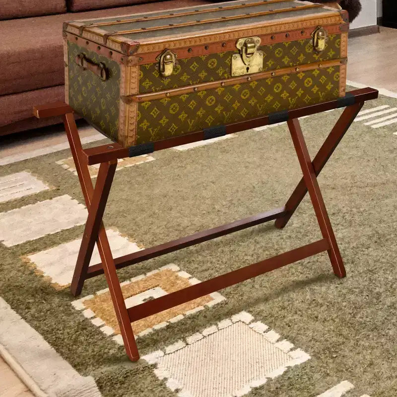 Folding Luggage Rack, Extra-Wide Hotel-Style with Solid Wood Construction