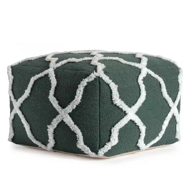 Moroccan Inspired Handmade Pouf, Jute and Cotton, Square
