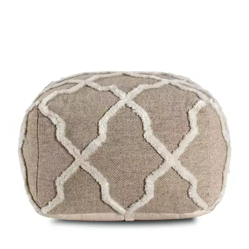 Moroccan Inspired Handmade Pouf, Jute and Cotton, Square