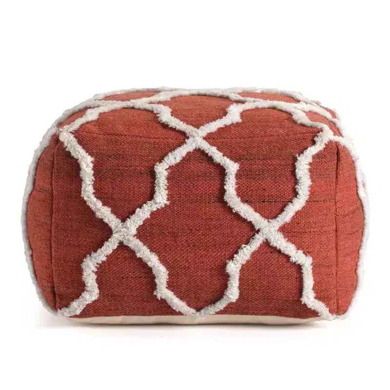 Moroccan Inspired Handmade Pouf, Jute and Cotton, Square