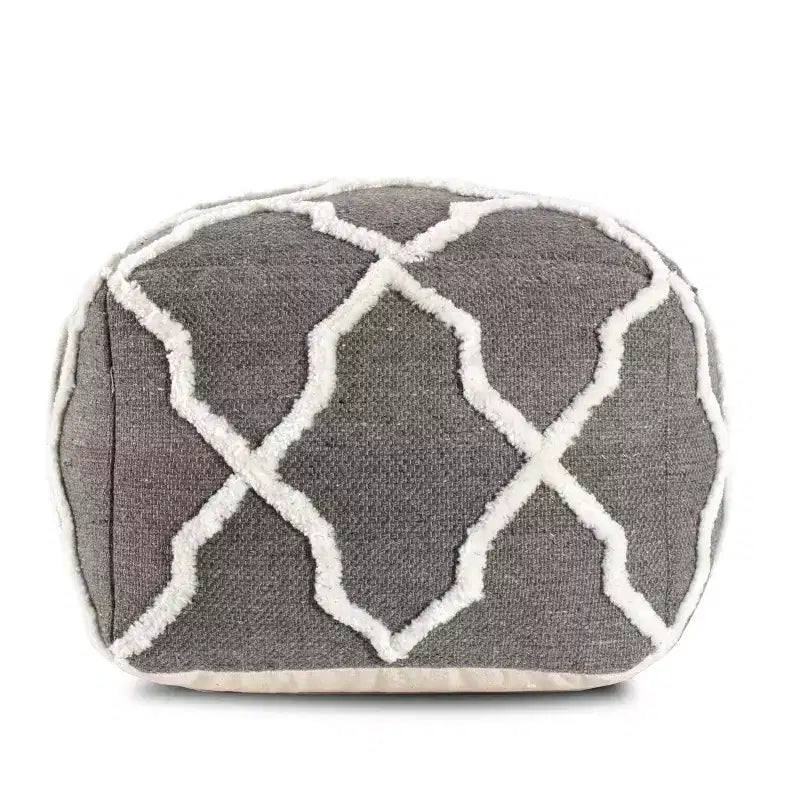Moroccan Inspired Handmade Pouf, Jute and Cotton, Square