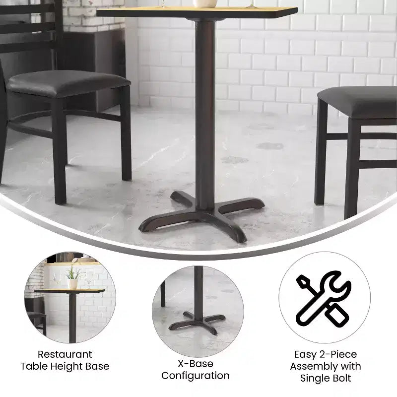 22 x 22 in. Restaurant Table X-Base with 3 in. Dia. Table Height Column, Cast Iron