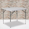 2.79 ft. Square Height Adjustable Granite White Plastic Folding Table, Seats 4