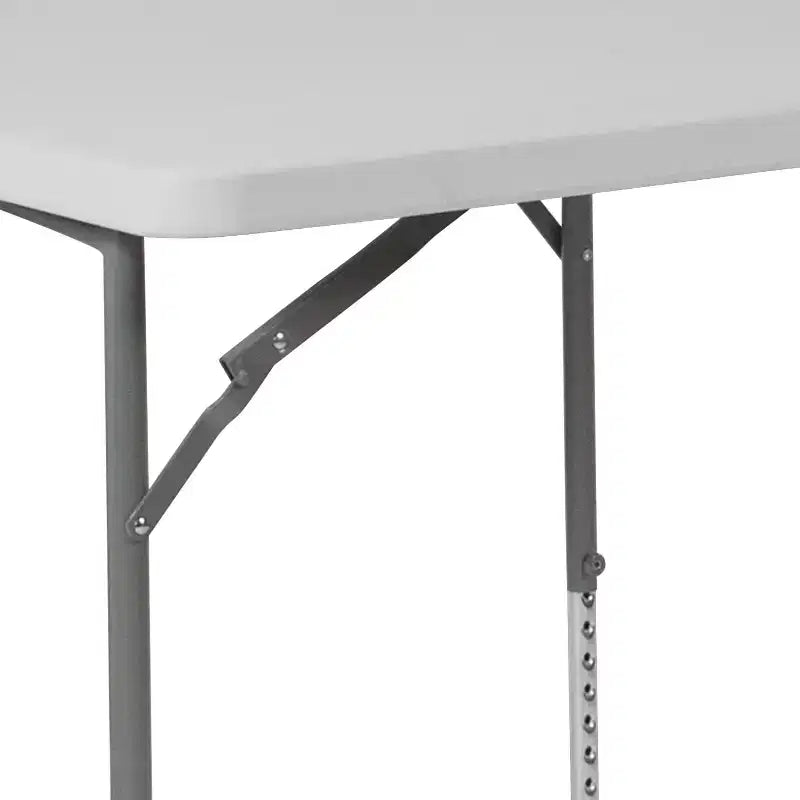 2.79 ft. Square Height Adjustable Granite White Plastic Folding Table, Seats 4