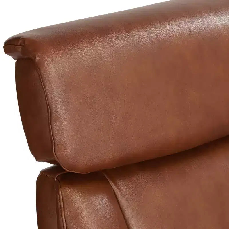 Brown Faux Leather 4-Way Swivel Recliner Chair with Adjustable Headrest and Footrest
