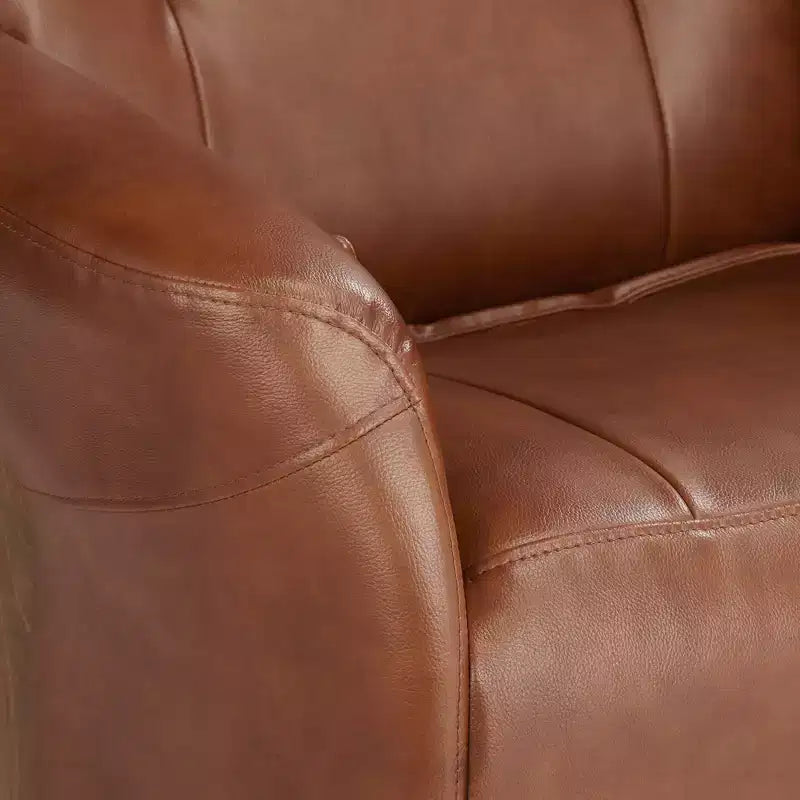 Brown Faux Leather 4-Way Swivel Recliner Chair with Adjustable Headrest and Footrest