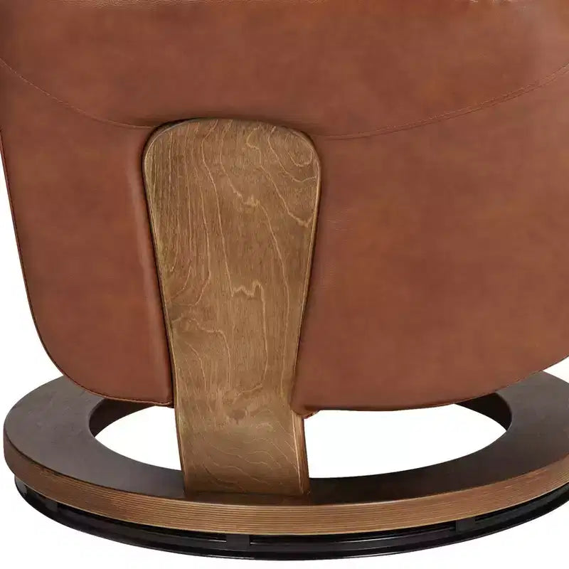 Brown Faux Leather 4-Way Swivel Recliner Chair with Adjustable Headrest and Footrest