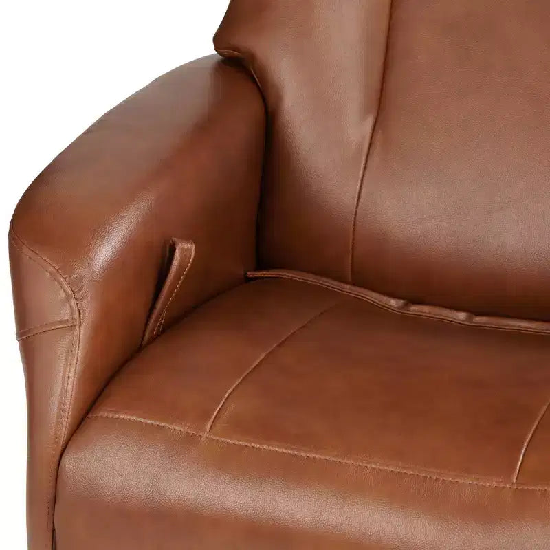 Brown Faux Leather 4-Way Swivel Recliner Chair with Adjustable Headrest and Footrest
