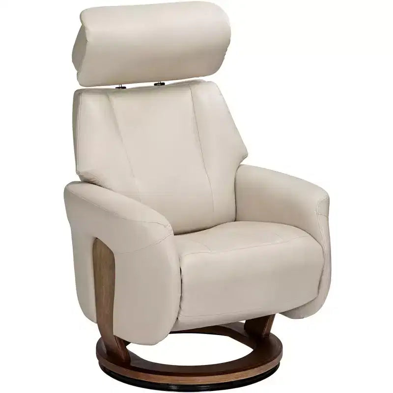 Taupe Faux Leather 4-Way Swivel Recliner Chair with Adjustable Headrest and Footrest