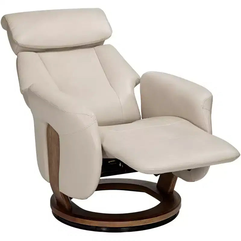 Taupe Faux Leather 4-Way Swivel Recliner Chair with Adjustable Headrest and Footrest