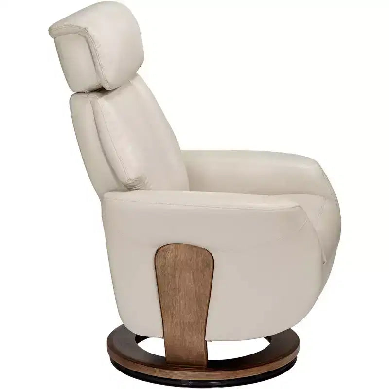 Taupe Faux Leather 4-Way Swivel Recliner Chair with Adjustable Headrest and Footrest