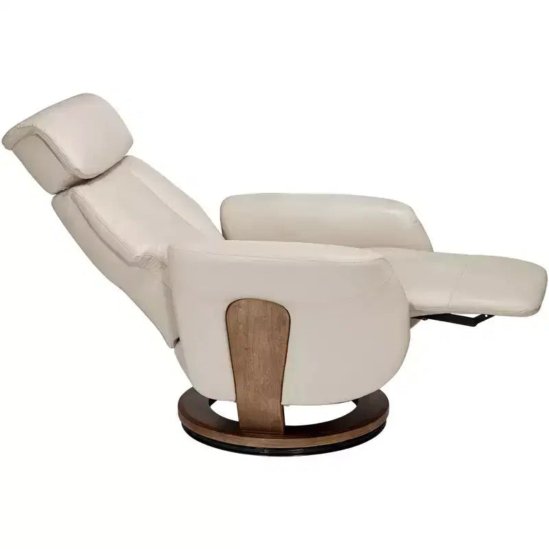 Taupe Faux Leather 4-Way Swivel Recliner Chair with Adjustable Headrest and Footrest