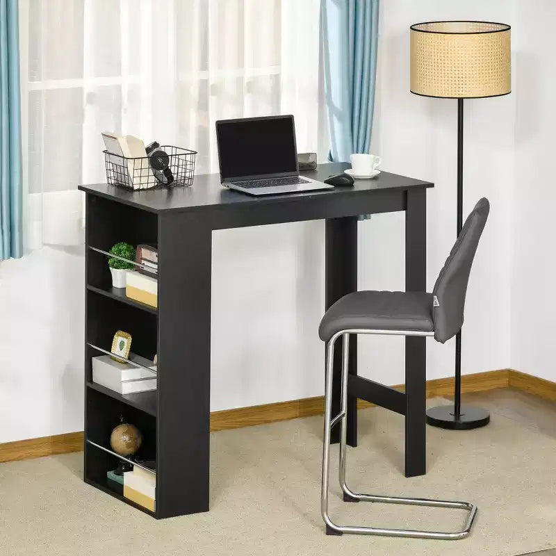 Modern Bar Table, Counter Height Dining Table with 3 Storage Shelves for Kitchen, Dining Room, Living Room