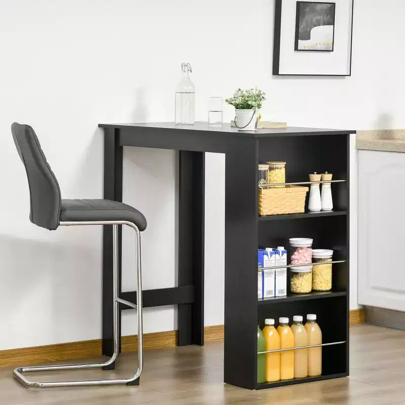 Modern Bar Table, Counter Height Dining Table with 3 Storage Shelves for Kitchen, Dining Room, Living Room
