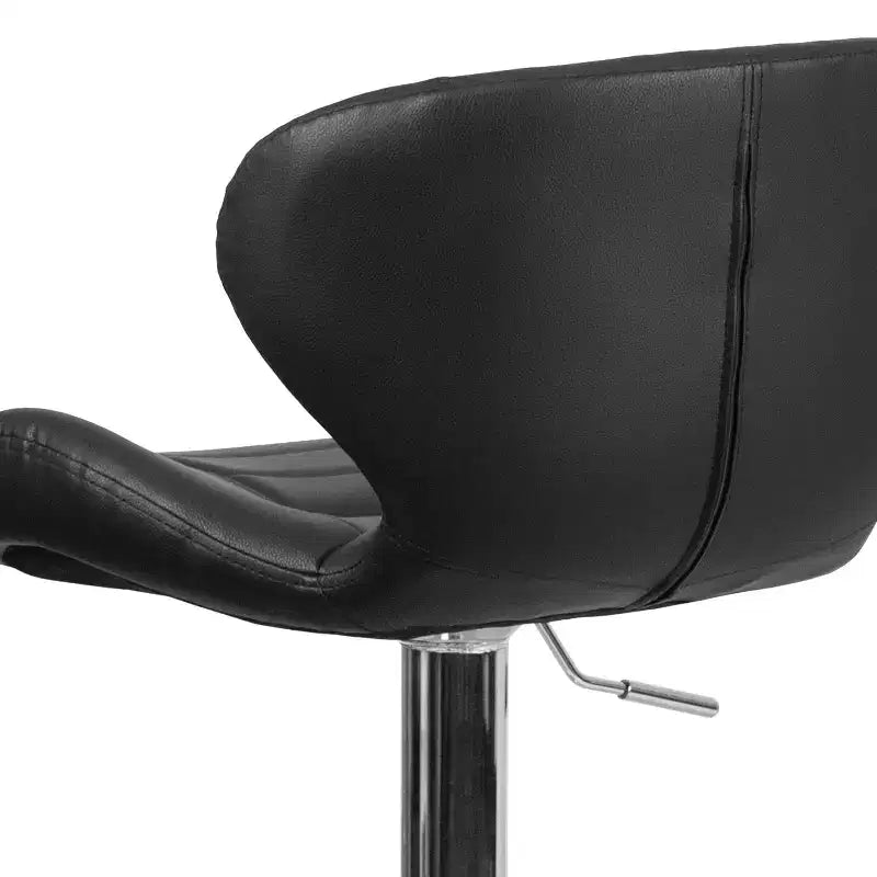 Adjustable Height Barstool, Contemporary Curved Back with Metal Pedestal Base and Footrest