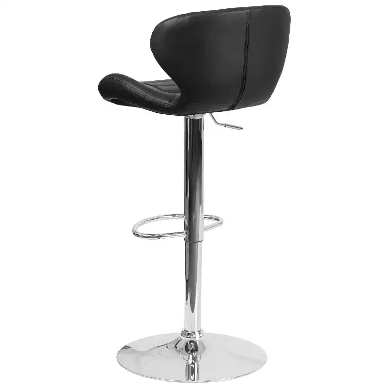 Adjustable Height Barstool, Contemporary Curved Back with Metal Pedestal Base and Footrest