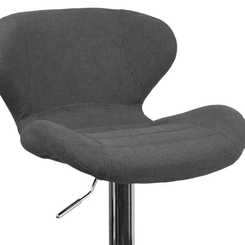 Adjustable Height Barstool, Contemporary Curved Back with Metal Pedestal Base and Footrest
