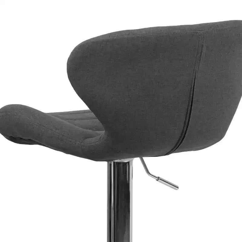 Adjustable Height Barstool, Contemporary Curved Back with Metal Pedestal Base and Footrest