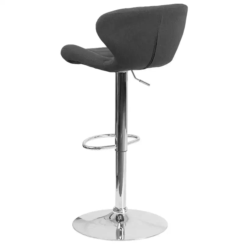 Adjustable Height Barstool, Contemporary Curved Back with Metal Pedestal Base and Footrest