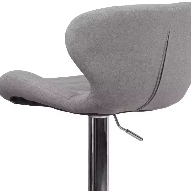 Adjustable Height Barstool, Contemporary Curved Back with Metal Pedestal Base and Footrest
