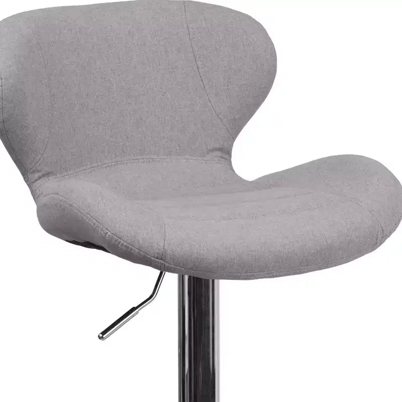Adjustable Height Barstool, Contemporary Curved Back with Metal Pedestal Base and Footrest