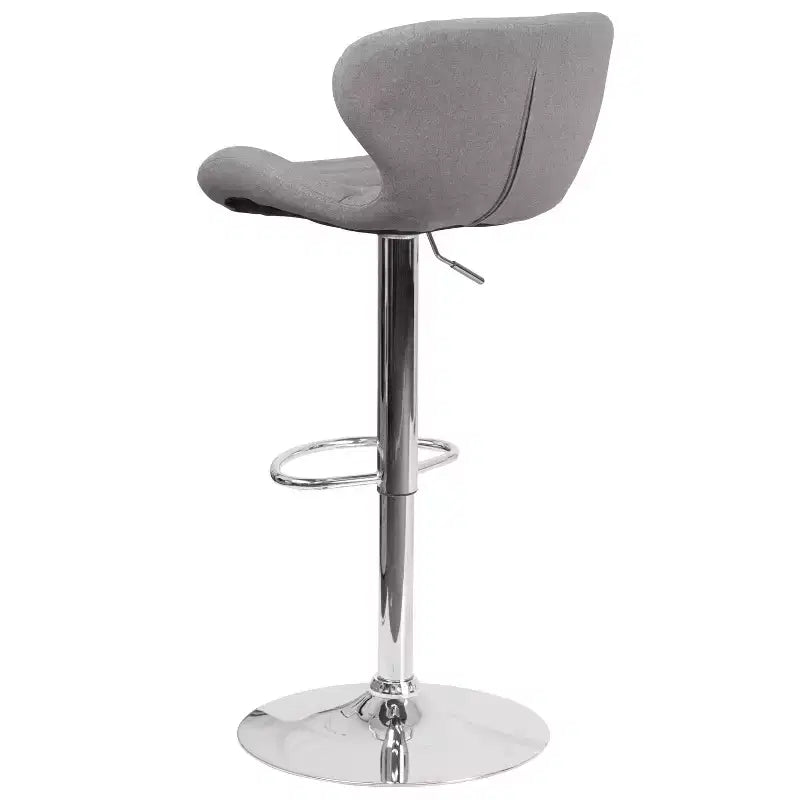 Adjustable Height Barstool, Contemporary Curved Back with Metal Pedestal Base and Footrest