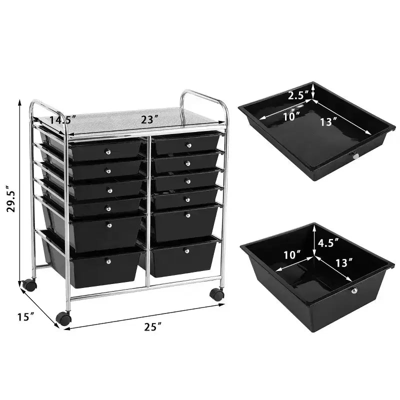 12 Drawers Rolling Storage Cart, Multicolor Scrapbook Paper Studio Organizer Bins