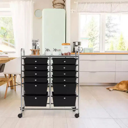 12 Drawers Rolling Storage Cart, Multicolor Scrapbook Paper Studio Organizer Bins