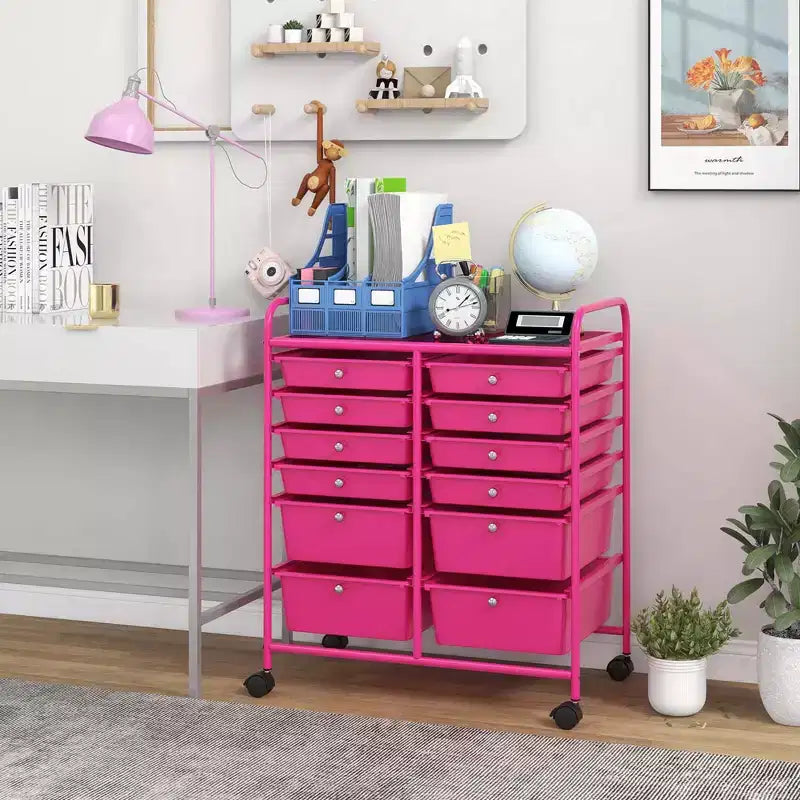 12 Drawers Rolling Storage Cart, Multicolor Scrapbook Paper Studio Organizer Bins