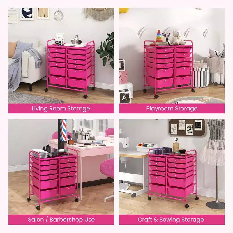 12 Drawers Rolling Storage Cart, Multicolor Scrapbook Paper Studio Organizer Bins