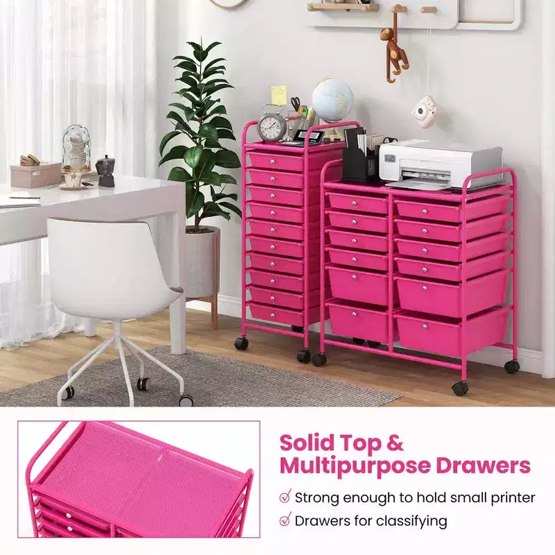 12 Drawers Rolling Storage Cart, Multicolor Scrapbook Paper Studio Organizer Bins