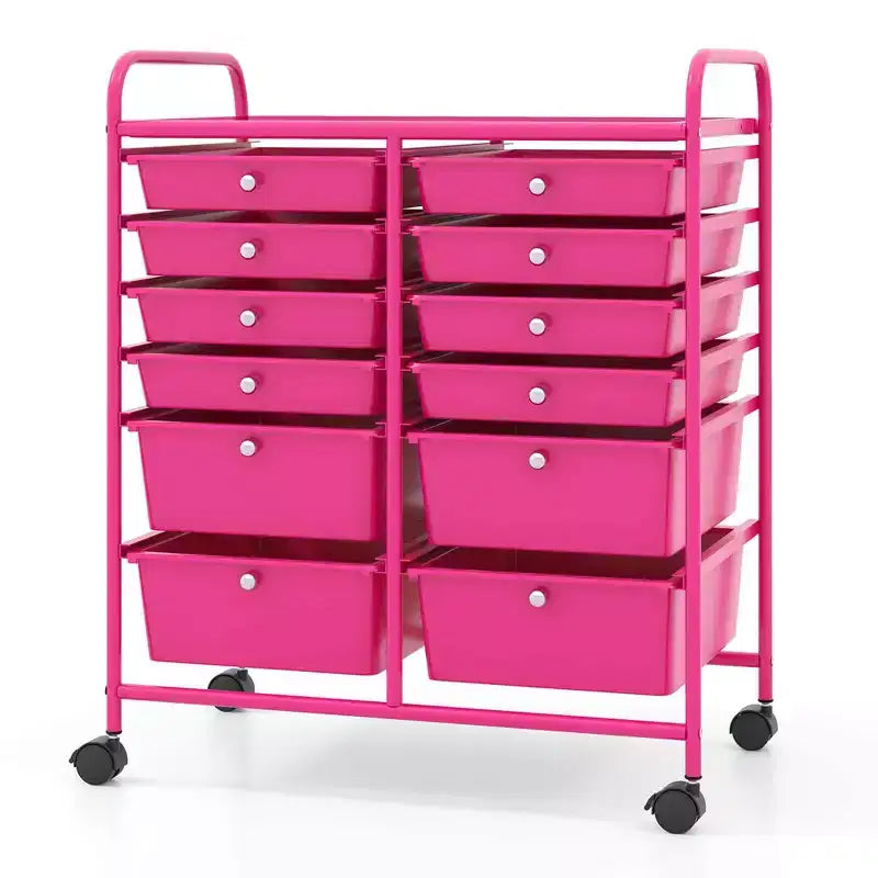 12 Drawers Rolling Storage Cart, Multicolor Scrapbook Paper Studio Organizer Bins