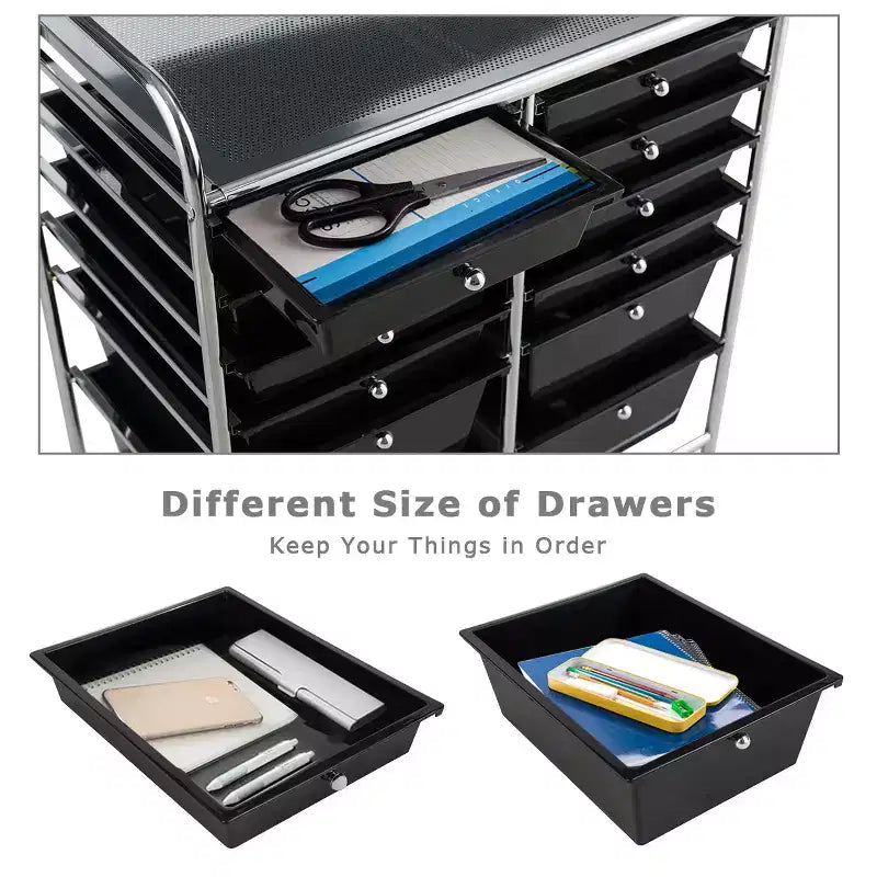 12 Drawers Rolling Storage Cart, Multicolor Scrapbook Paper Studio Organizer Bins