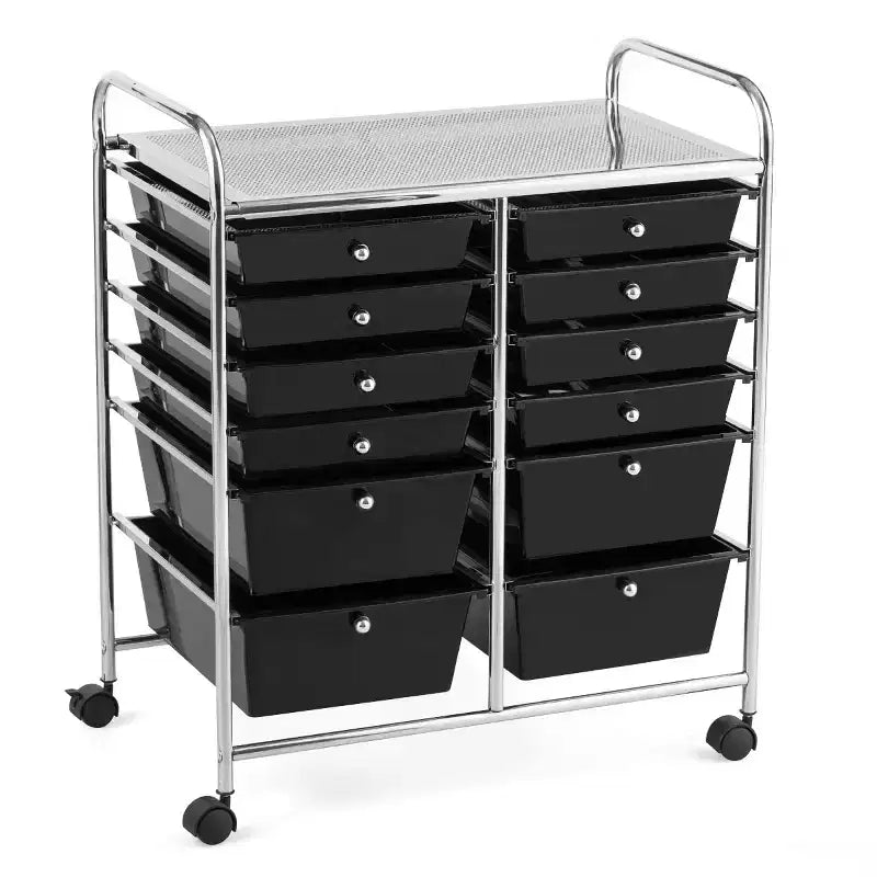 12 Drawers Rolling Storage Cart, Multicolor Scrapbook Paper Studio Organizer Bins