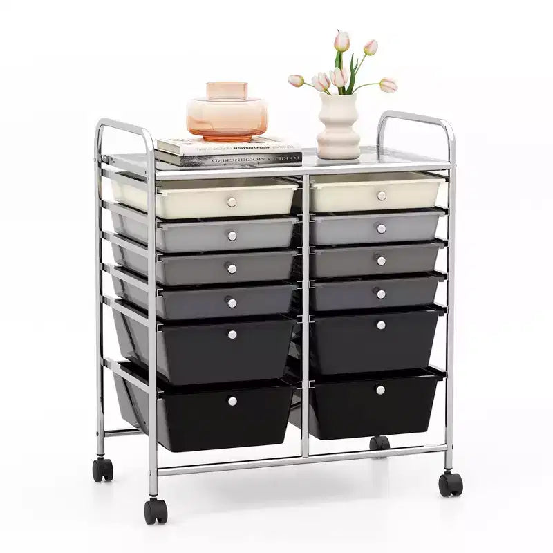 12 Drawers Rolling Storage Cart, Multicolor Scrapbook Paper Studio Organizer Bins