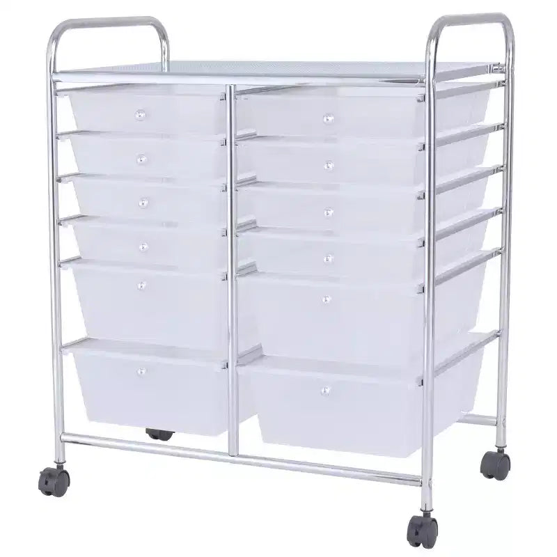 12 Drawers Rolling Storage Cart, Multicolor Scrapbook Paper Studio Organizer Bins