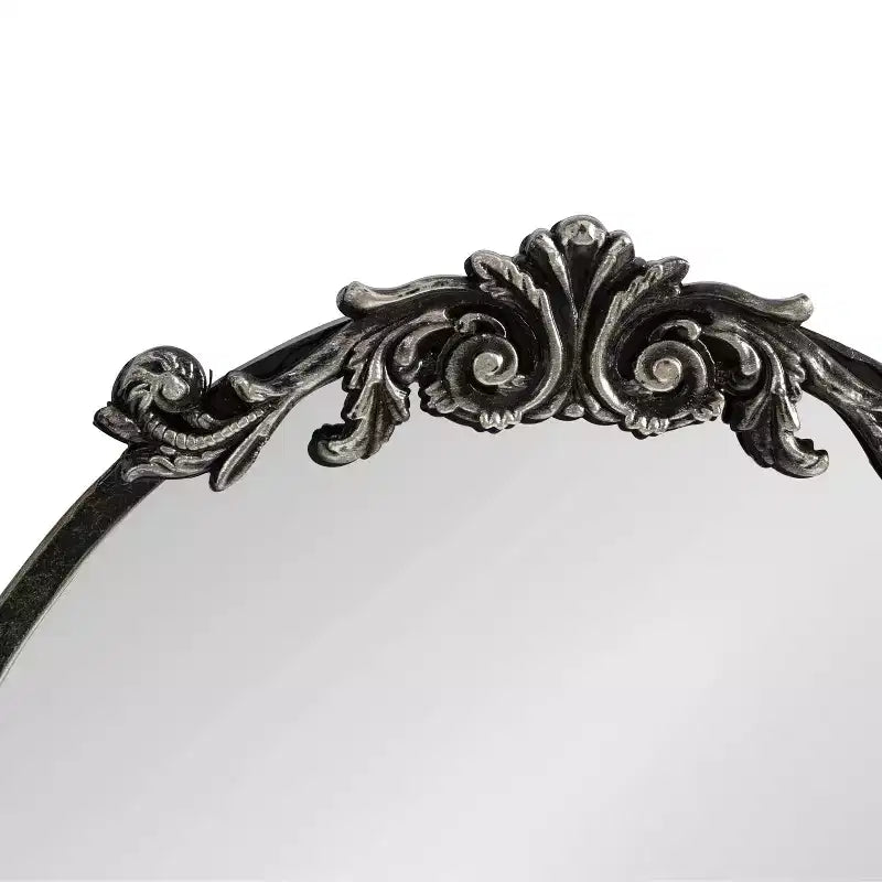 Glam Ornate Decorative Oval Wall Mirror, Metal Frame