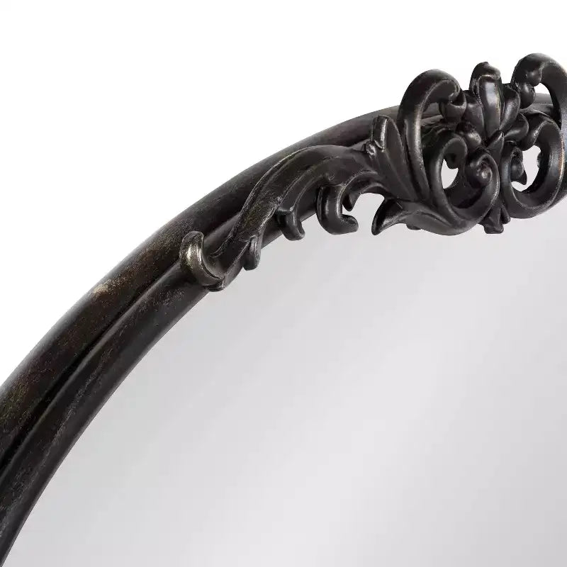Glam Ornate Decorative Oval Wall Mirror, Metal Frame