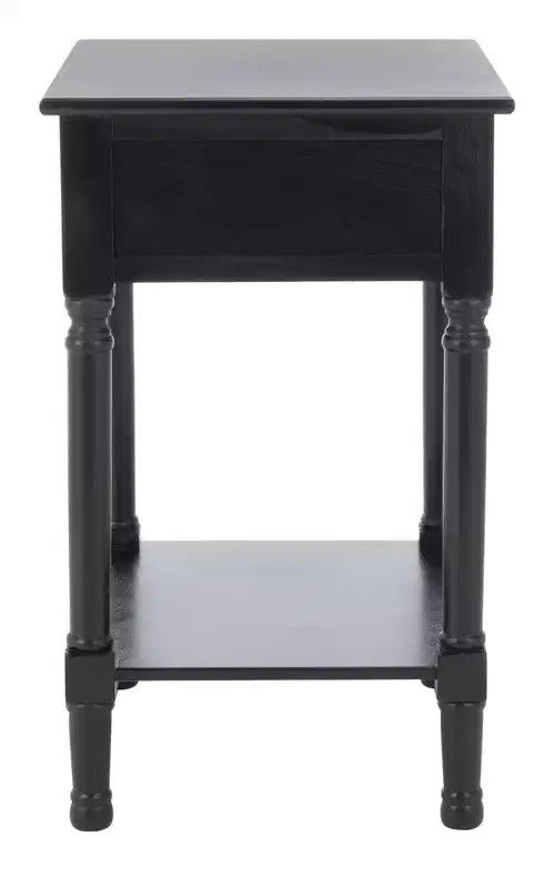 1 Drawer Accent Table with Open Shelf, Distressed White, Traditional Style