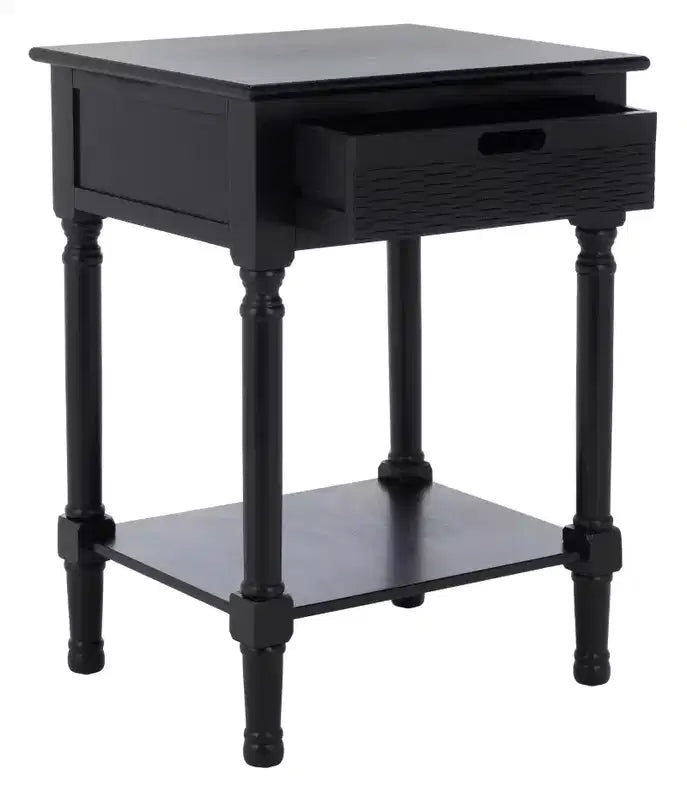 1 Drawer Accent Table with Open Shelf, Distressed White, Traditional Style